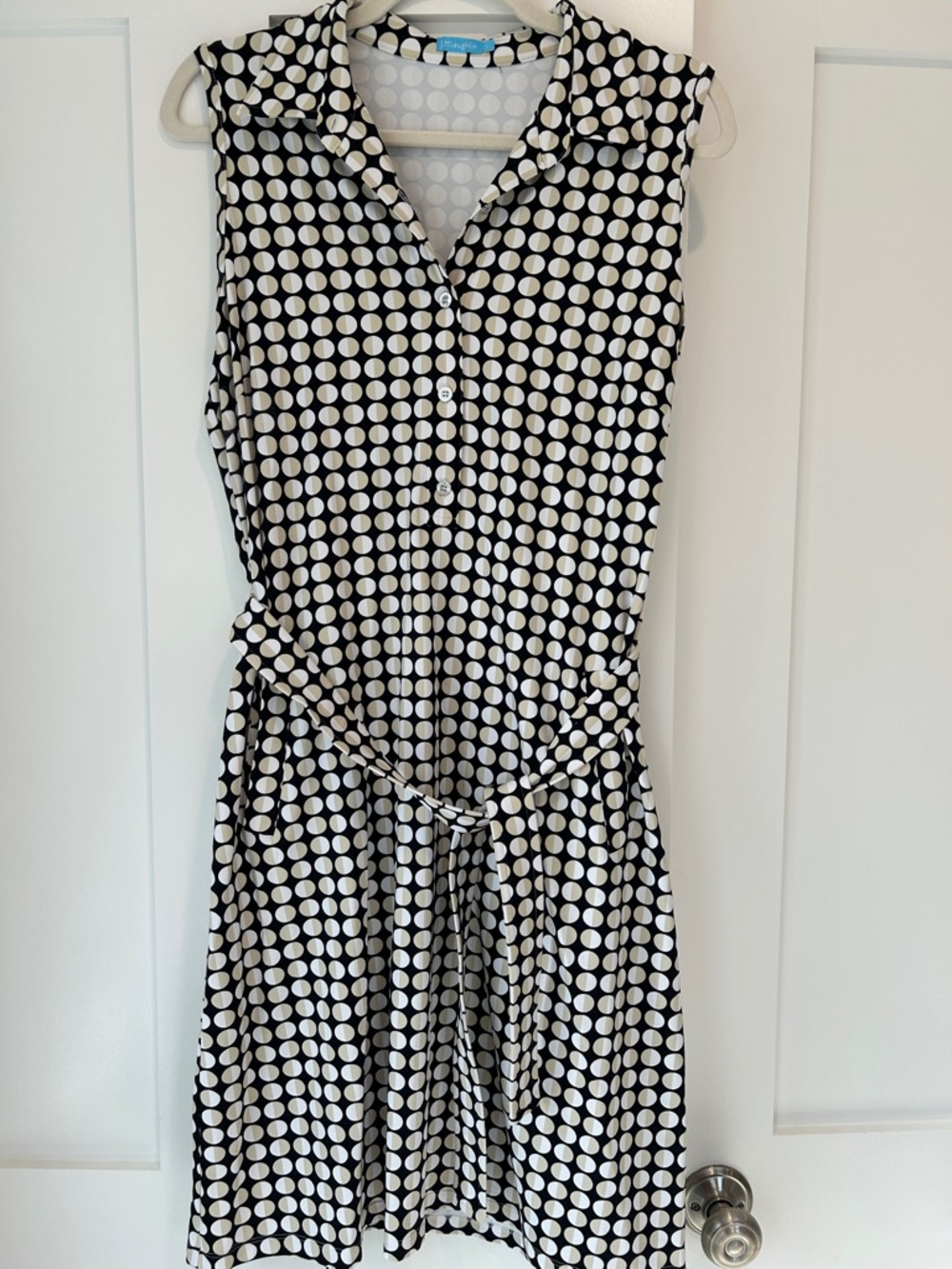 J. McLaughlin Black and White Polka Dot Sleeveless Shirt Dress